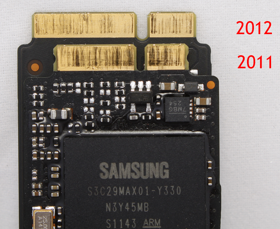 Сравнение SSD 13,3 дюймовых MacBook Air 2012 и 2011 года