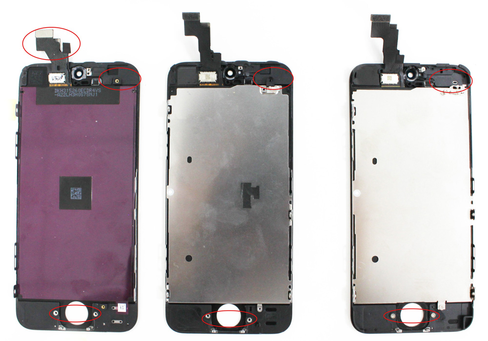 Сравнение передних стекол айфон 5, 5s и 5c